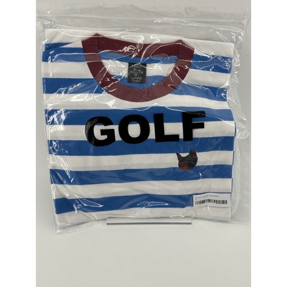 Golf Wang Kill Cat Stripe Tee Blue White Mens XL T-Shirt GWT230927-BLWT-XL